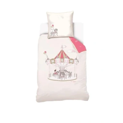 Image of Sahinler créateur d&#039;univers Lili Gaufrette Carousel Duvet Cover 140 x 200 cm + 1 Pillowcase 63 100% Cotton Percale Ecru