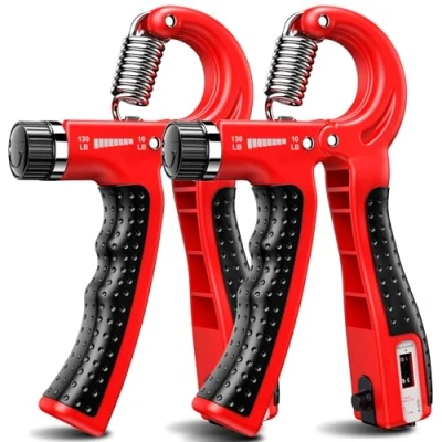Image of KDG Hand Grip Strengthener 2 Pack Adjustable Resistance(5 60KG) Forearm Exerciser, Strength Trainer for Muscle Building and Injury Recovery Athletes (Red)