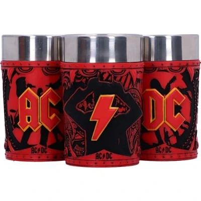 Image of Nemesis Now ACDC Logo Set of 3 Shot Glass 8.7cm, Resin, Official Merchandise, Collectible Mini Cup Set, Three Glasses, Cast in The Finest Expertly Hand Painted