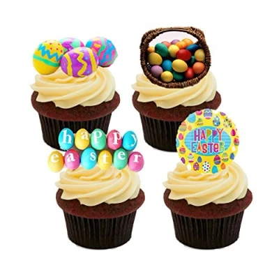 Image of Made4You Easter Egg Mix, Edible Cake Decorations Stand up Wafer Cupcake Toppers (Pack of 24)