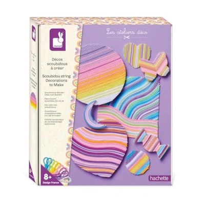 Image of Janod Les Ateliers Déco Scoubidous Decors to Create 3 Boards and 8 Stickers Children&#039;s Creative Leisure Kit From years J07723