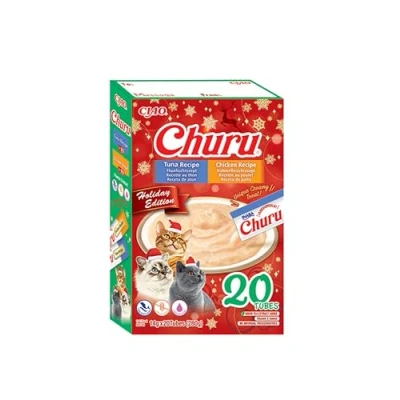 Image of Churu by INABA Cat Treat Holiday Edition Tuna and Chicken 1 Pack (20 x 14g total) / Soft &amp; Creamy, Delicious Healthy Treat, Natural, Grain Free
