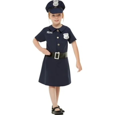 Image of Funidelia Police Costumes for girl officer, Agent, FBI, Professions kids, accessory fancy dress &amp; props Halloween, carnival parties Size 10 12 years Blue
