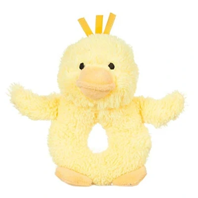 Image of Apricot Lamb Baby Duck Soft Ring Rattle Toy, Hold Toy with Sound,Plush Stuffed Animal for Newborn Infant Babies Over 0 Months (Duck, 6 Inches)