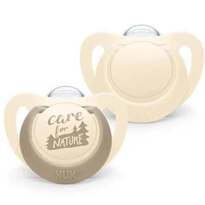 Image of NUK for Nature Baby Dummy 6 18 Months Sustainable Silicone Soothers Made from 100% Natural Raw Materials Cream 2 Count