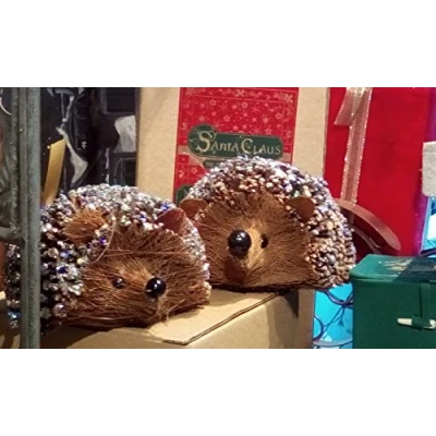 Image of GISELA GRAHAM Glittered Twig Hedgehog Christmas Decoration Large