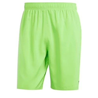 Image of adidas Men&#039;s Solid CLX Classic Length Swim Shorts, Lucid Lime/White, S
