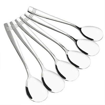 Image of Dynko Set of 6 Stainless Steel Spoon for Serving, Large Table Serving Spoons