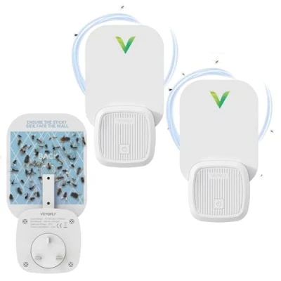 Image of VEYOFLY Fly Trap Indoor, Fruitfly for Indoors, (2 Device + 6 Refills) Gnat House Catcher, Plug in Light Flying Insect, Bug Killer