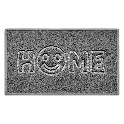 Image of Nicoman SMILEY FACE Embossed Shape Door Mat Dirt Trapper Washable Barrier Doormat (Use Indoor or Sheltered Outdoor) (75x44cm/29.5x17.3inches,Medium) Grey