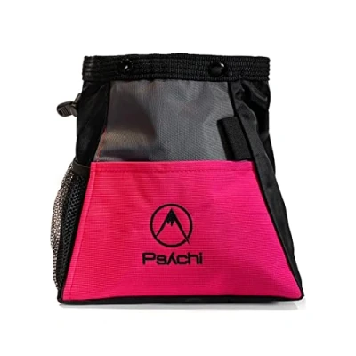 Image of Psychi ABYSS Chalk Bouldering Bucket Stand Bag for Rock Climbing with Front &amp; Rear Storage (Magenta), One Size