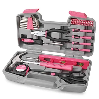 Image of Apollo 39pc Pink Ladies Tool Kit Essential DIY and Home Repair Tools Set for Women