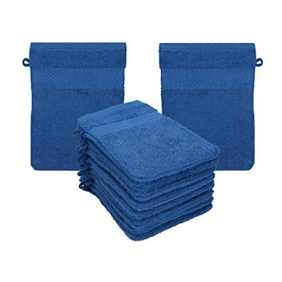 Image of Betz 10 Piece Wash Mitt Set PALERMO 100% Cotton Size: 16 x 21 cm (blue)