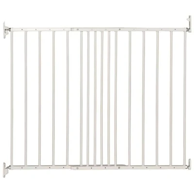 Image of Safetots Top of The Stairs Screw Fitted Stair Gate, White Metal, 62.5cm 106.8cm, Metal Baby Fit Safety Barrier, Stylish and Practical Gate