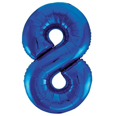 Image of Blue Number 8 Shaped Large Foil Balloon (86cm) 1 Piece Perfect for Birthday Parties and Special Events