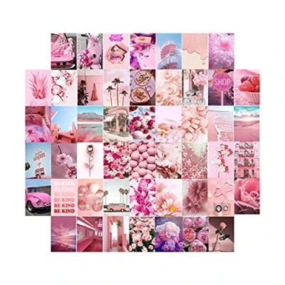 Image of Dous Wall Collage Kit Aesthetic Pictures,Pink Art Print Photo Collection Small Posters for Room Aesthetic,Room Decor Teen Girls,Aesthetic Pictures Bedroom Walls