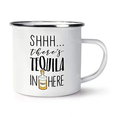 Image of Shhh There&#039;s Tequila in Here Retro Enamel Mug Cup