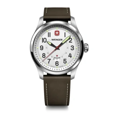 Image of Wenger Men&#039;s Watch Terragraph Analog Quarz, Ø 43 mm, Swiss Made, Waterproof to 100 m, Leather Strap, 01.0541.120