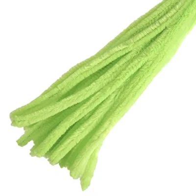 Image of Trimits Craft Synthetic Chenille Stem Pipe Cleaners, 30cm x 12mm, Lime Green
