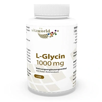 Image of Vita World L Glycine 1000mg 120 Capsules Made in Germany Amino Acid