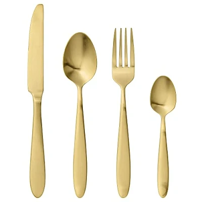 Image of Cutlery, Brushed Gold Finish, Set of 4