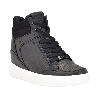 Image of GUESS Women&#039;s Blairin Sneaker, Black Logo, 5 UK
