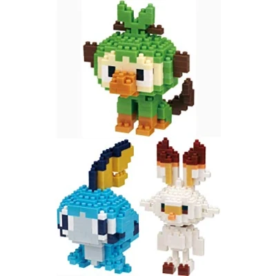 Image of Nanoblocks 3 Set Bundle Grookey, Scorbunny and Sobble (Sarunori, Hibanny Messon in Japan) Adjustable Pokemon Characters (Japan Import)