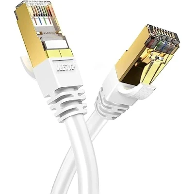 Image of Veetop 3m/10ft CAT8 Ethernet Cable 40Gbps 2000Mhz High Speed Gigabit SFTP Lan Network Internet Cables with RJ45 Gold Plated Connector for Use of Smart Office Home System iOT Gaming (1 Pack)