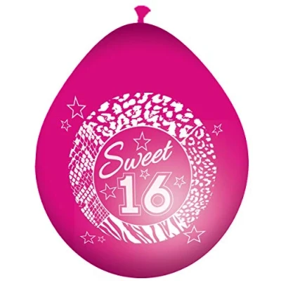 Image of Folat Sweet 16th Birthday Balloons Pink 12In / 30cm 8 pieces