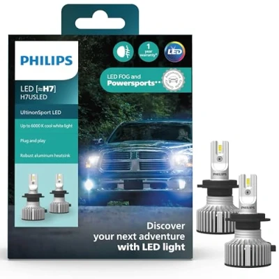 Image of Philips UltinonSport H7 LED Bulb for Fog Light and Powersports Headlights, 2 Pack