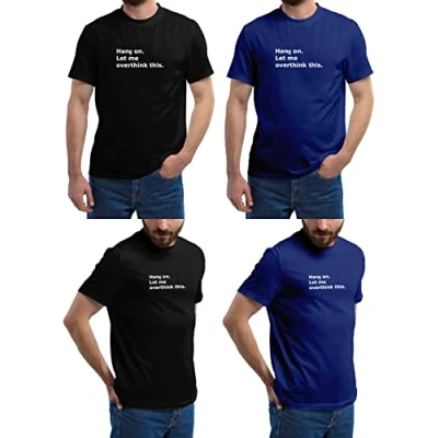 Image of (2 Pack) Mens T Shirt with Stylish Print Casual Short Sleeve Premium Soft Medium Weight Multipack Ideal for Everyday Wear Fast Drying Essential Crew Neck Noos (Hang (Black &amp; Navy), M)