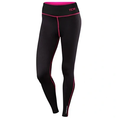 Image of TCA Women&#039;s SuperThermal Performance Workout High Waisted Running Training Tights Leggings with Pocket Black/Cabaret, XS
