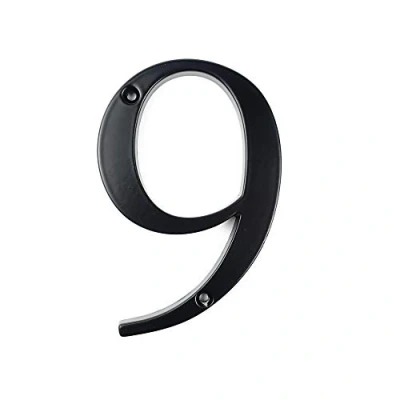 Image of HASWARE House Number Sign 4 inch (10 cm) Modern Door Numbers Signage Plaque Street Home Address Numerals Zinc Alloy (9, Black)