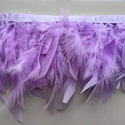 Image of Sowder Turkey Feathers Trim Fringe for Party Wedding Dress Sewing Crafts Costumes Decoration Pack of 2 Yards(Lavender)
