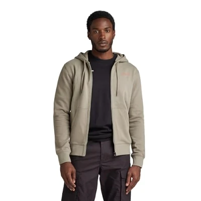 Image of G STAR RAW Men&#039;s Back Graphic Zip Through Hooded Sweater, Green (shamrock D24769 D562 2199), L