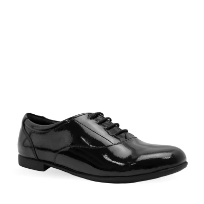 Image of Start Rite Girls Talent Black Patent Leather Lace Up School Shoes Size L6 Standard fit