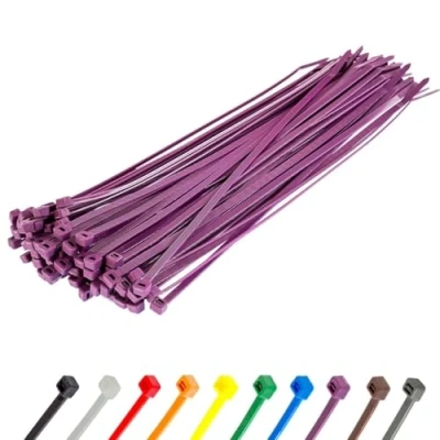 Image of Gocableties Purple Cable Ties, 200mm x 4.8mm, Pack of 100, 8&quot; Premium Nylon Zip Multi Purpose Plastic Tie Wraps, Secure Self Locking Mechanism, for Home, Garden, Office and DIY