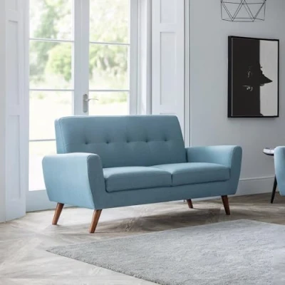 Image of Julian Bowen Blue Fabric Monza 2 Seater Sofas