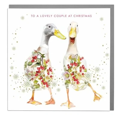 Image of Lola Design Special Couple Christmas Card Blank Cards and Envelopes Indian Runner Duck