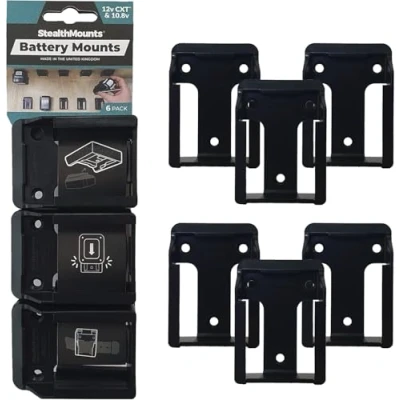 Image of StealthMounts Battery Mounts for Makita 12v Cordless Holders Power Tools 6 Pack Black Organiser