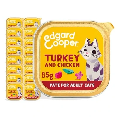 Image of Edgard &amp; Cooper Paté for Sterilized or Active Adult Cat Natural Grain Free Wet Food 85g x 18 Turkey Chicken