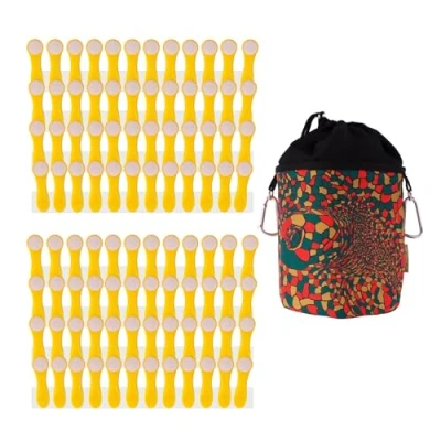Image of 96 Clothes Pegs Laundry Clips with Stainless Steel Compression Springs and Soft Grip Yellow White 1 bellaCott Peg Bag Turtle