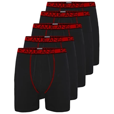 Image of KAM JEANS (5 Pack) Mens Boxer Shorts with Elastic Waistband Breathable Underwear Suitable for any Occasion and Gift Idea Big King Plus Size 2XL 3XL 4XL 5XL 6XL 7XL 8XL Black Red XXL