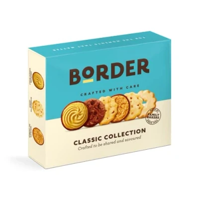 Image of Border Biscuits Classic Sharing Pack Gift Box Premium Cookies Includes Viennese Whirls, Butterscotch Crunch, Shortbread Rings &amp; Much More, 400g