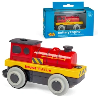 Image of Bigjigs Rail, Mighty Red Loco Battery Operated Train, Wooden Toys, Trains For Track, Trains, Train Track Accessories, Motorised