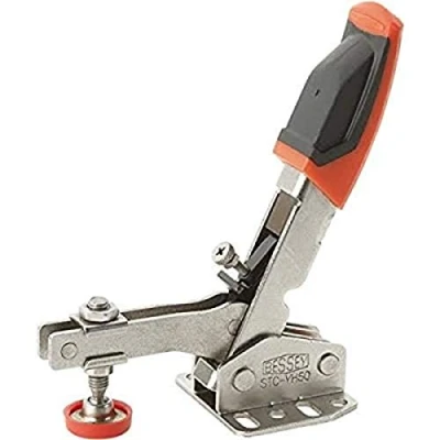 Image of BESSEY STC VH50 Vertical Auto Adjust Toggle Face Mount Nickel Plated Clamp Flange, Silver