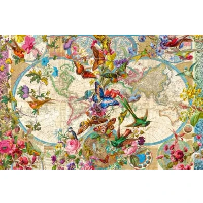 Image of Ravensburger Flora &amp; Fauna World Map 3000 Piece Jigsaw Puzzle for Adults and Kids Age 12 Years Up