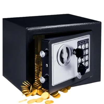 Image of 4.6L Digital Steel Safe Box Electronic Security Home Office Money Cash Safety 2 Emergency Keys Fireproof for Document Jewelry (Black)