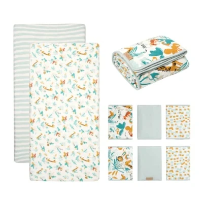 Image of Tutti Bambini Cot Bed Bundle 2 Pack Sheets, Coverlet, Wraps Run Wild