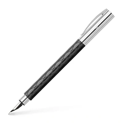 Image of Faber Castell Ambition Rhombus 148922 Fountain Pen EF Nib in Gift Box Shaft Colour Black/Silver